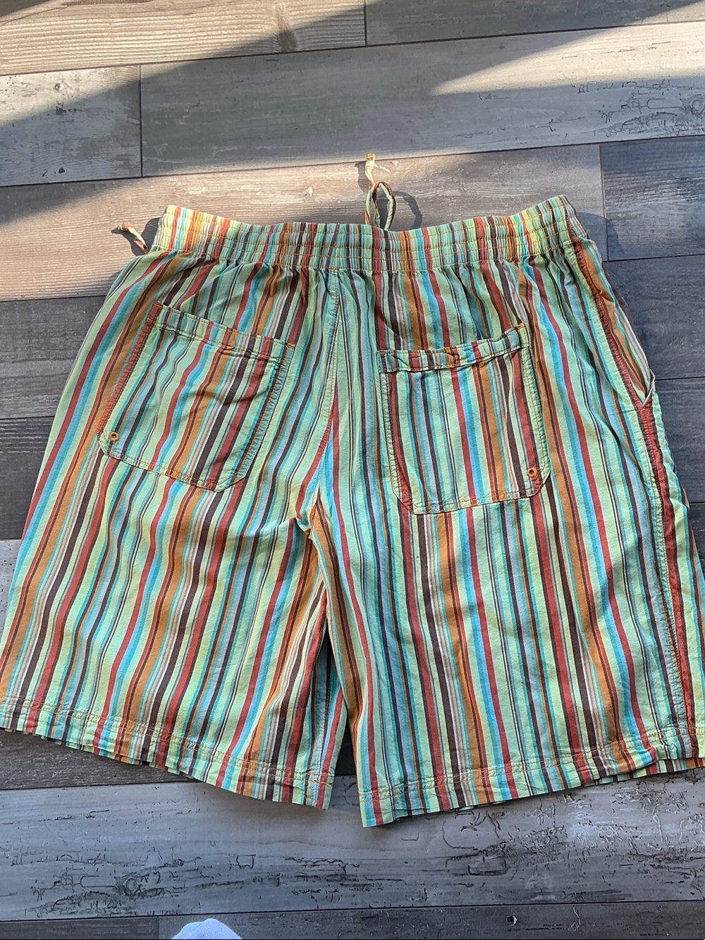 Ladies Bermuda Striped Drawstring Shorts - Multi-Color L - Picture 2 of 7